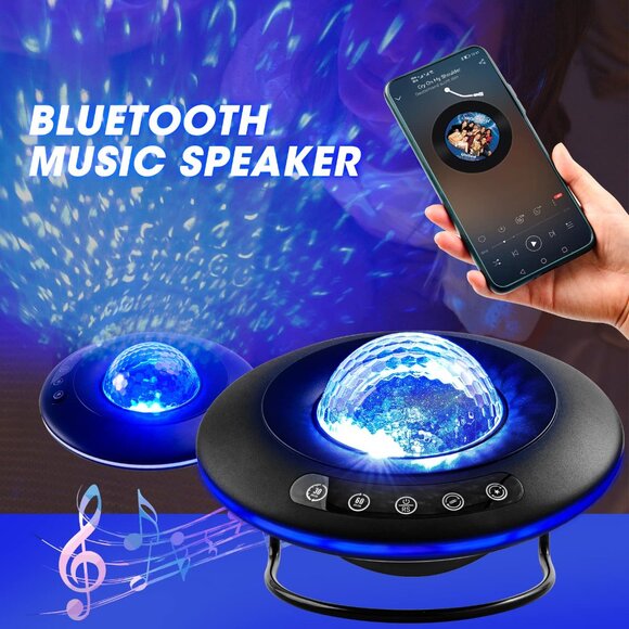 Star Projector Galaxy Lamp with Bluetooth Speaker | Aurora Night Light with Time - Picture 2 of 7